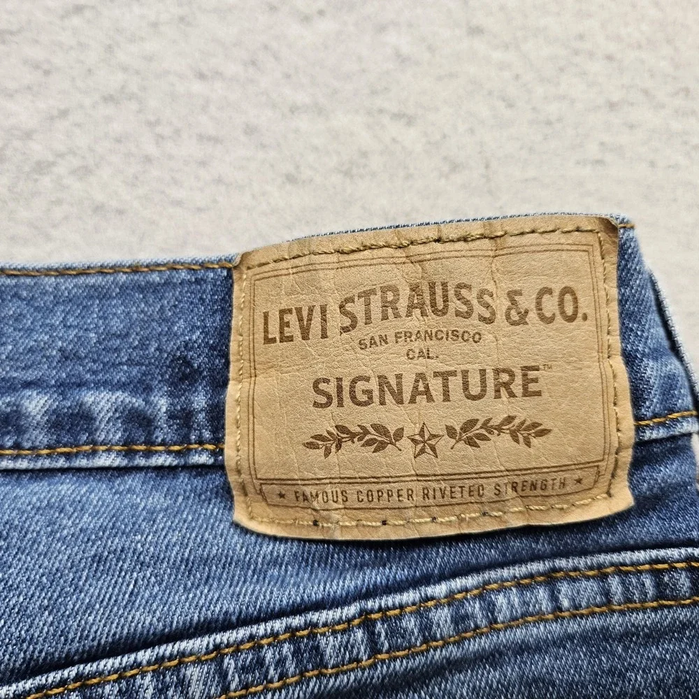 Levi Strauss Signature Slim Mens Jeans 36x32 Blue Medium Wash Mid Rise Stretch
